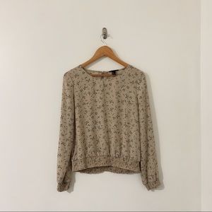 Tan and floral sheer top